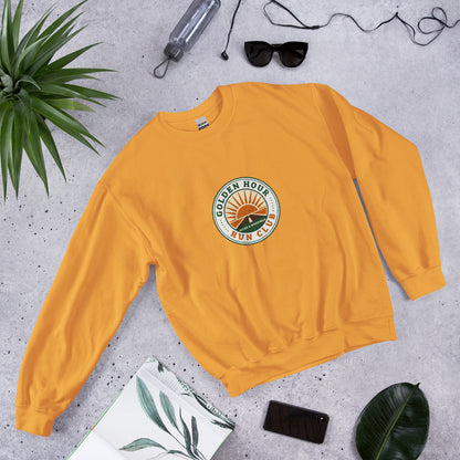 Golden Hour Run Club retro running crewneck sweatshirt — Gold, front-right