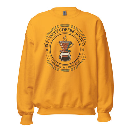 Specialty Coffee Society specialty coffee crewneck sweatshirt — Gold, front