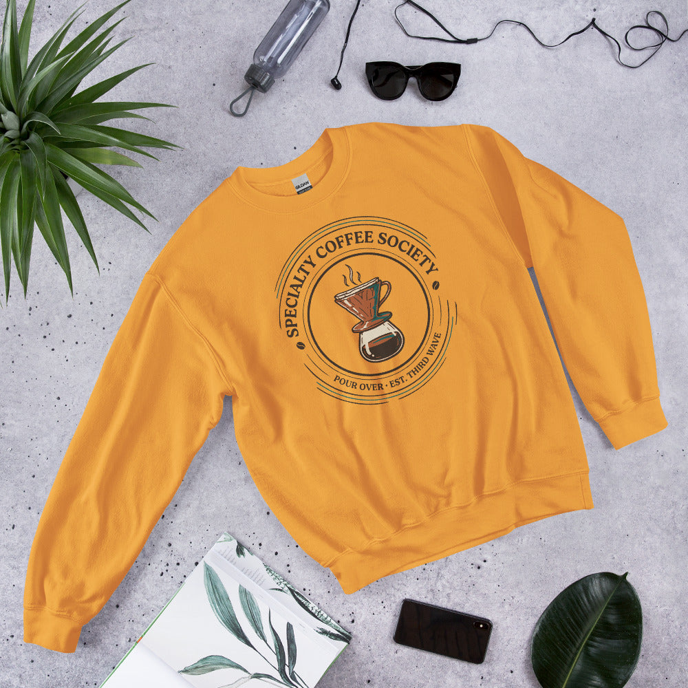 Specialty Coffee Society specialty coffee crewneck sweatshirt — Gold, front-right