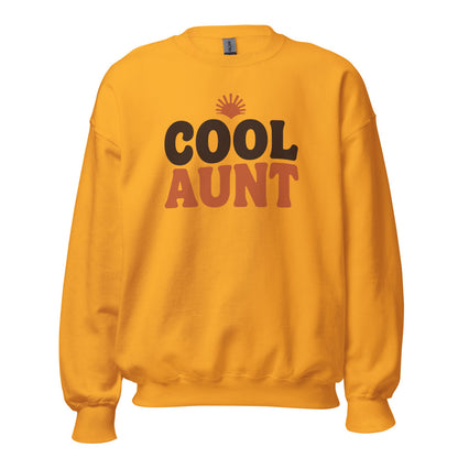 Cool Aunt retro groovy aunt crewneck sweatshirt — Gold, front
