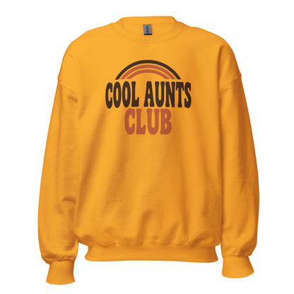 Cool Aunts Club retro groovy aunt crewneck sweatshirt — Gold, front
