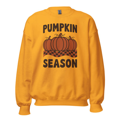 Pumpkin Season retro 70s fall crewneck sweatshirt — Gold, front