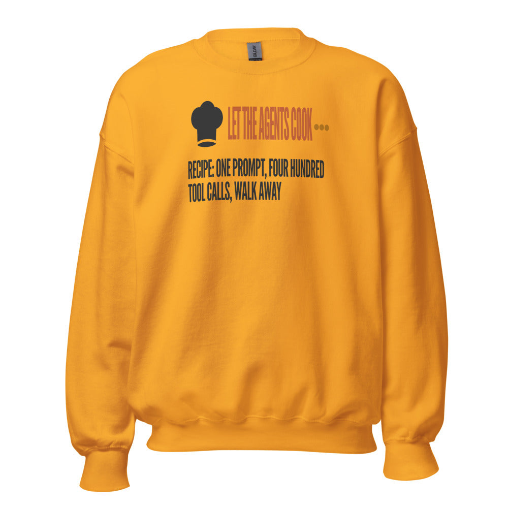 Let The Agents Cook crewneck sweatshirt — Gold, front