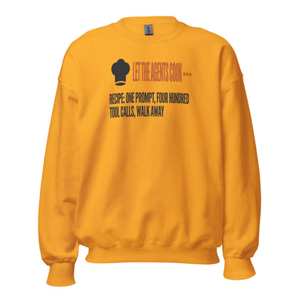 Let The Agents Cook crewneck sweatshirt — Gold, front