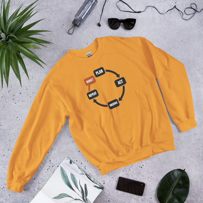Plan Act Observe Repeat crewneck sweatshirt — Gold, flat lay