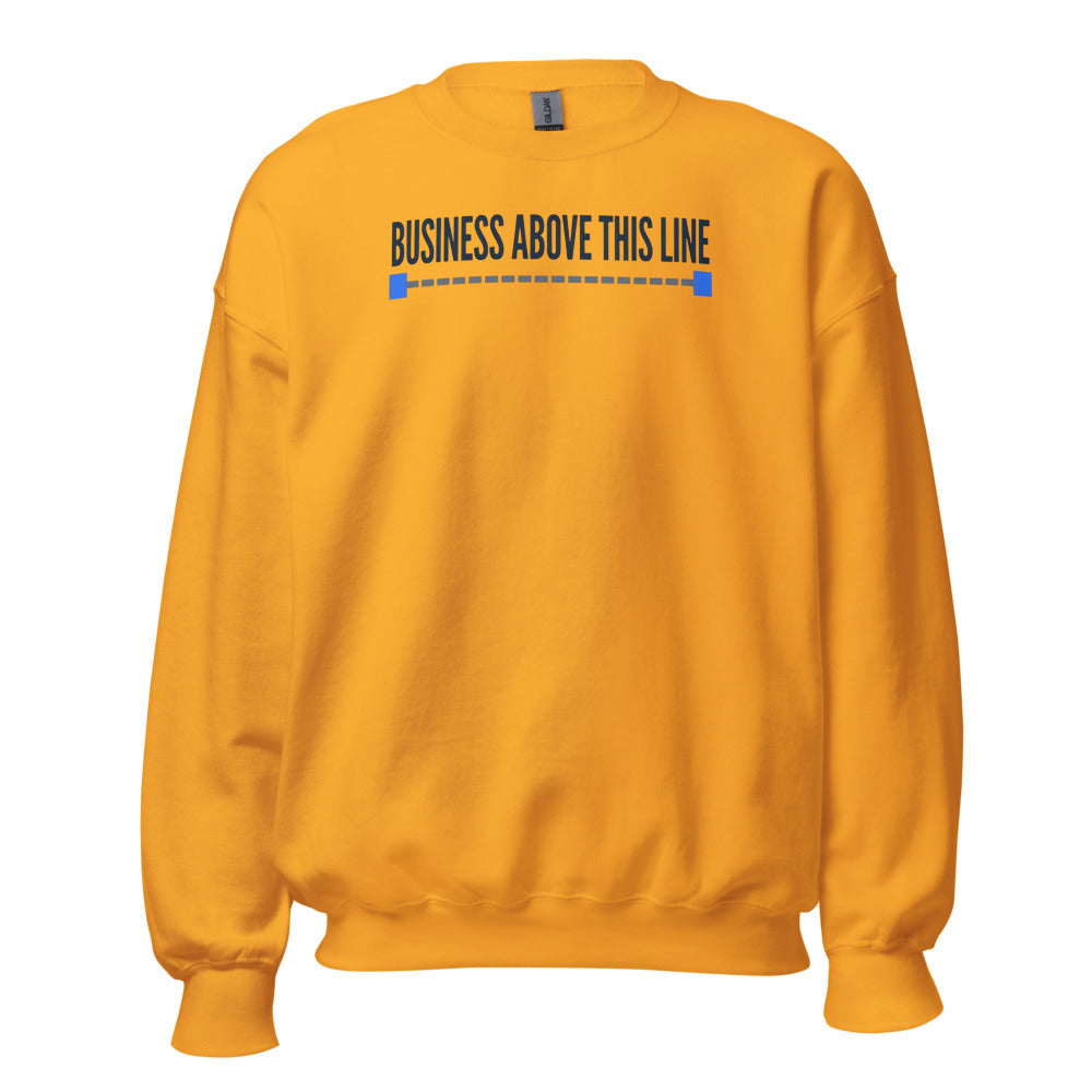 Business Above This Line crewneck sweatshirt — Gold, front