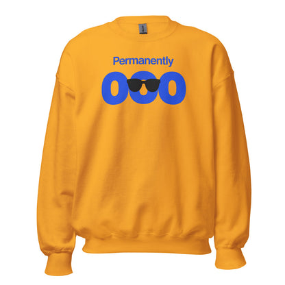 Permanently OOO out of office crewneck sweatshirt — Gold, front