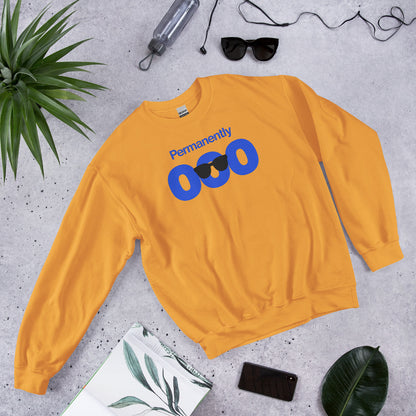 Permanently OOO out of office crewneck sweatshirt — Gold, flat lay