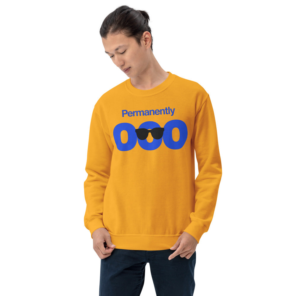 Permanently OOO out of office crewneck sweatshirt — Gold, on model