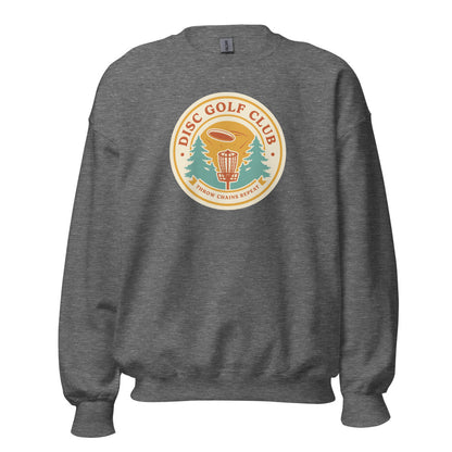 Disc Golf Club retro badge crewneck sweatshirt — Graphite Heather, front