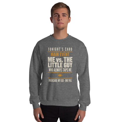Tonight's Card funny Brazilian jiu jitsu crewneck sweatshirt — Graphite Heather, on model