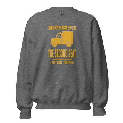 The Second Seat EMS paramedic crewneck — Graphite Heather, front