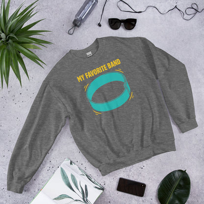 My Favorite Band funny physical therapy crewneck sweatshirt — Graphite Heather, flat lay