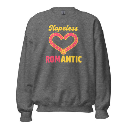 Hopeless ROMantic funny physical therapy crewneck sweatshirt — Graphite Heather, front