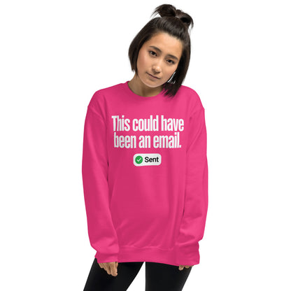 This Could Have Been An Email crewneck sweatshirt — Heliconia, on model