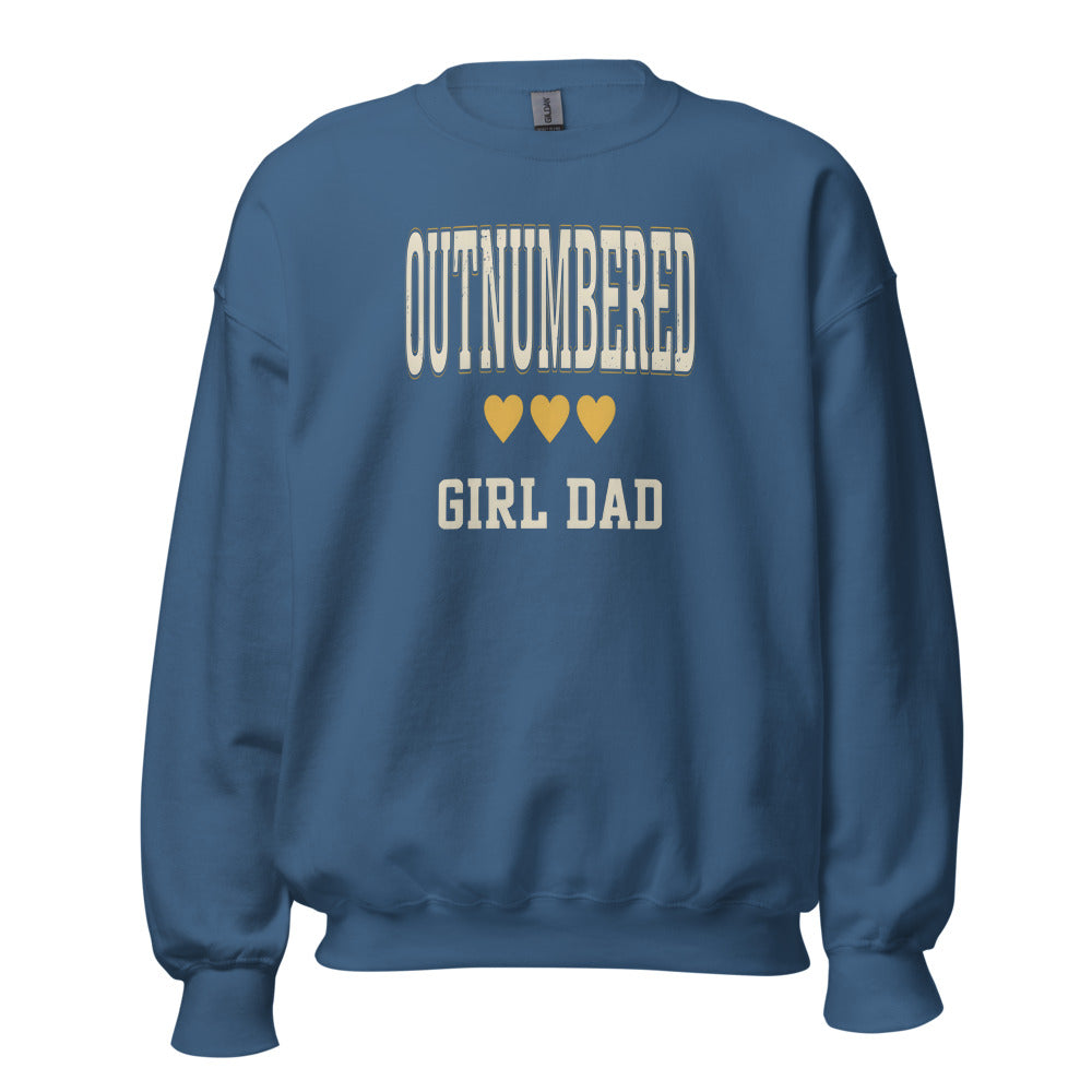 Girl Dad Outnumbered & Proud crewneck sweatshirt — Indigo Blue, front
