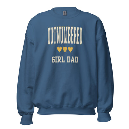 Girl Dad Outnumbered & Proud crewneck sweatshirt — Indigo Blue, front