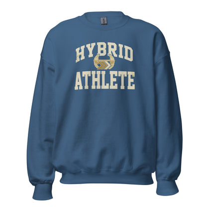 Hybrid Athlete vintage varsity crewneck sweatshirt — Indigo Blue, front