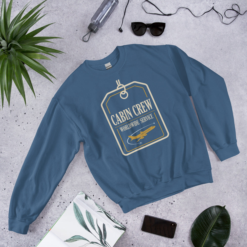 Worldwide Service cabin crew crewneck sweatshirt — Indigo Blue, front-right