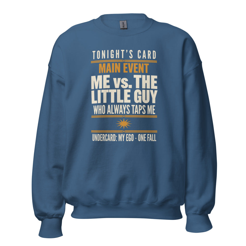 Tonight's Card funny Brazilian jiu jitsu crewneck sweatshirt — Indigo Blue, front