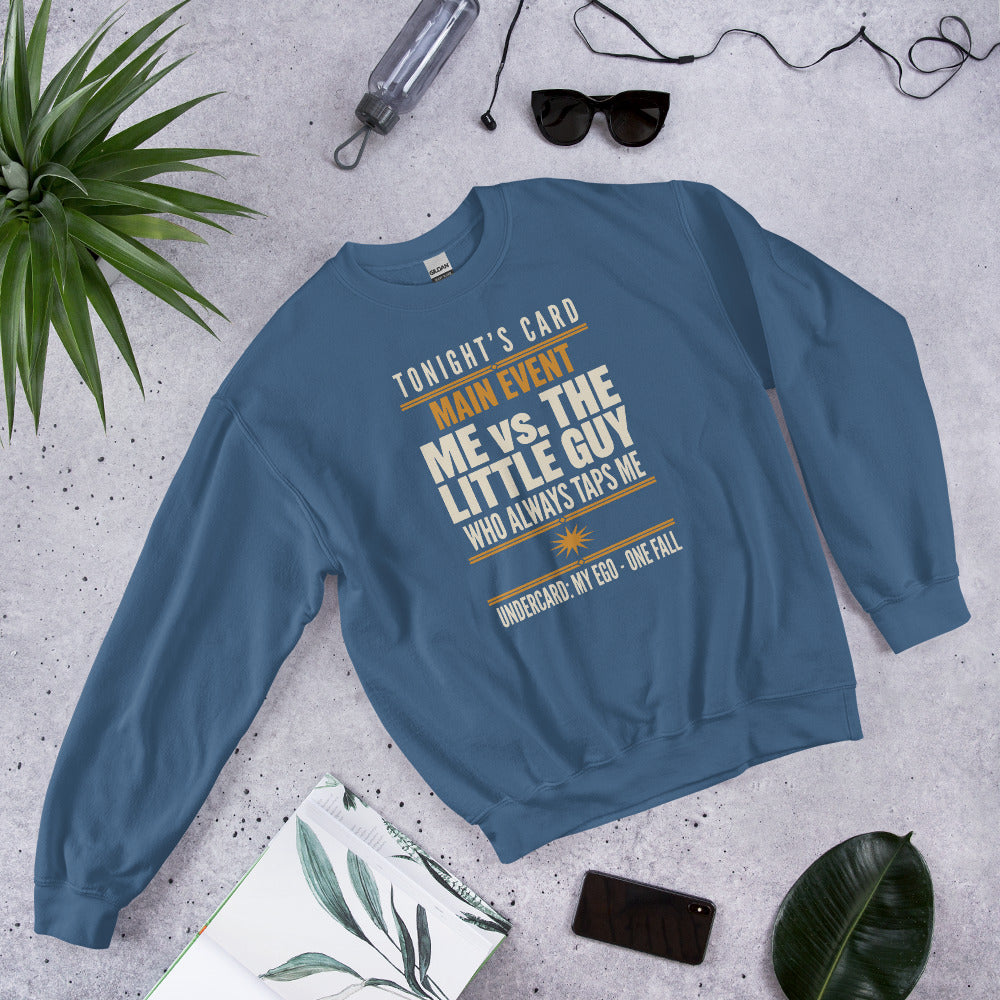 Tonight's Card funny Brazilian jiu jitsu crewneck sweatshirt — Indigo Blue, front-right