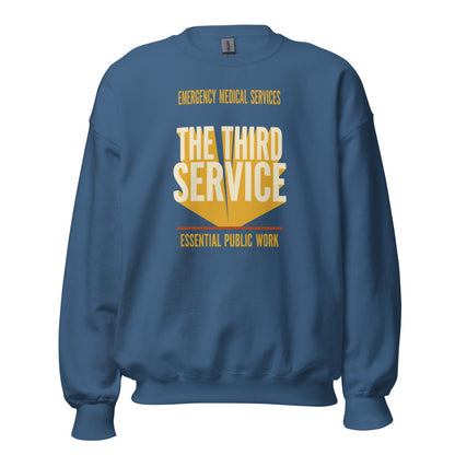The Third Service EMS crewneck sweatshirt — Indigo Blue, front