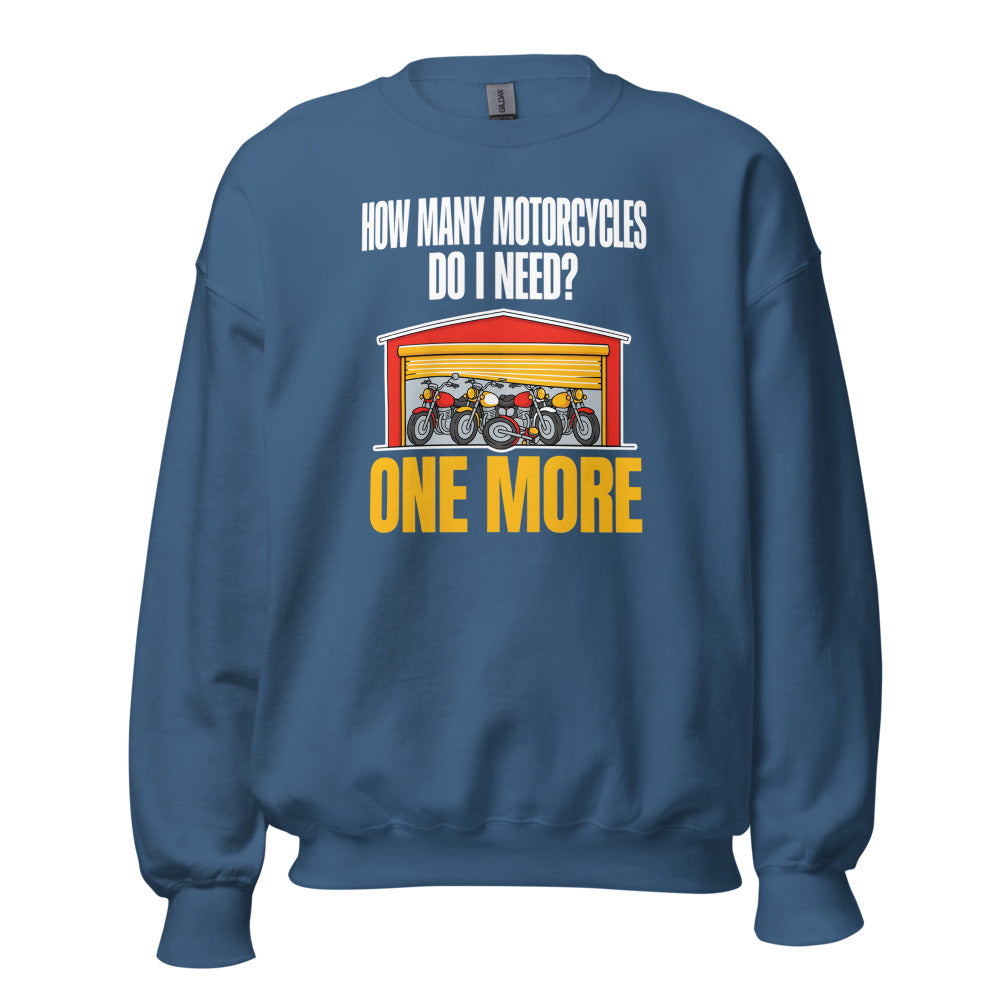 One More funny motorcycle crewneck sweatshirt — Indigo Blue, front