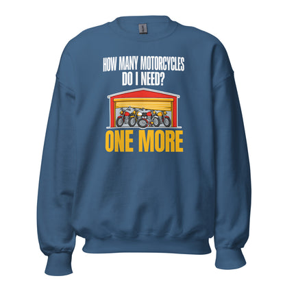 One More funny motorcycle crewneck sweatshirt — Indigo Blue, front