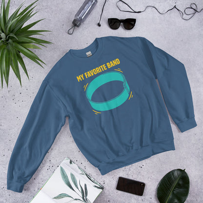 My Favorite Band funny physical therapy crewneck sweatshirt — Indigo Blue, flat lay