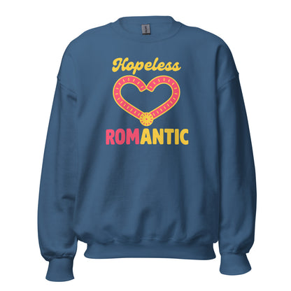 Hopeless ROMantic funny physical therapy crewneck sweatshirt — Indigo Blue, front