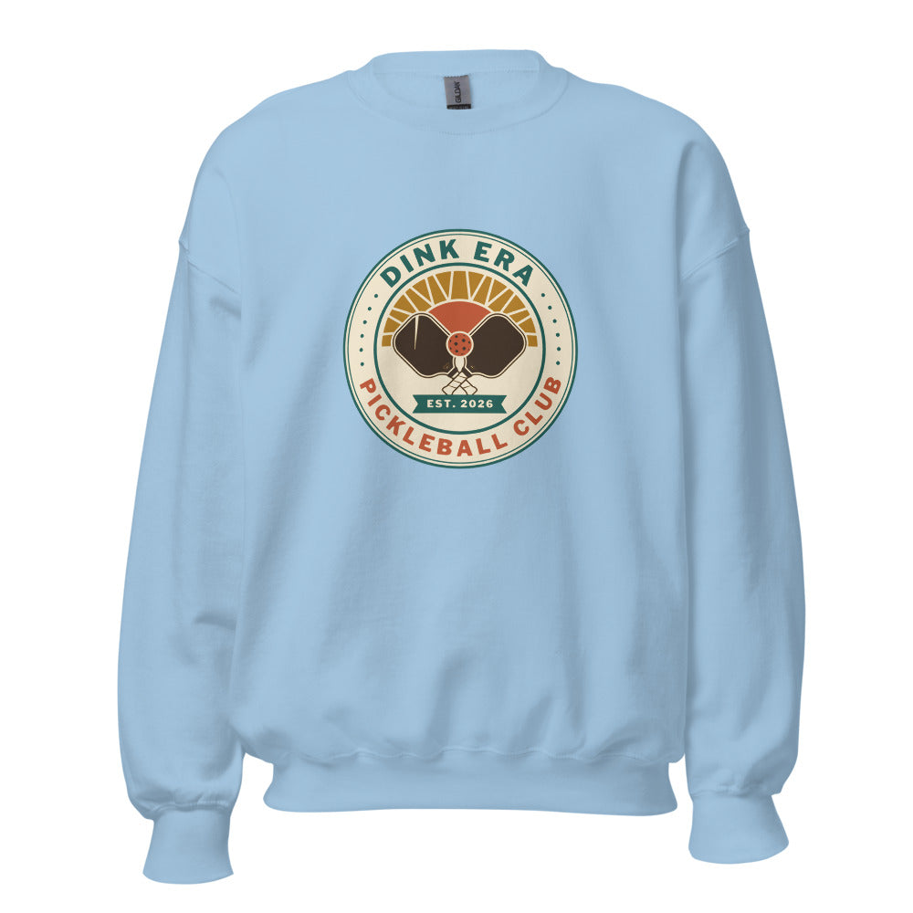 Dink Era Pickleball Club retro crewneck sweatshirt — Light Blue, front