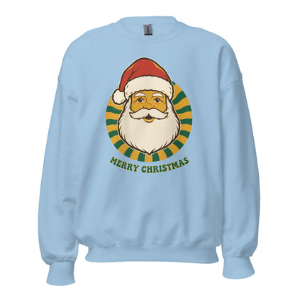 Groovy Santa retro Christmas crewneck sweatshirt — Light Blue, front