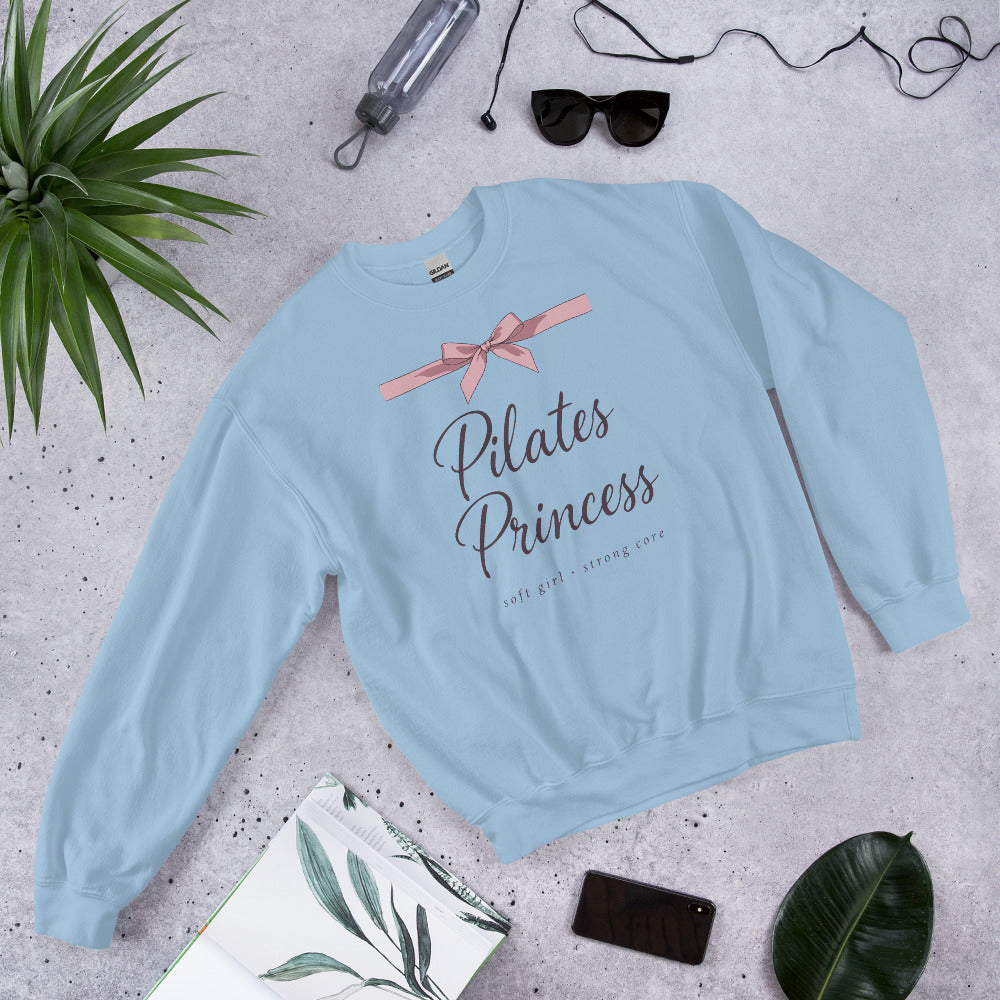 Pilates Princess coquette bow crewneck sweatshirt — Light Blue, front-right