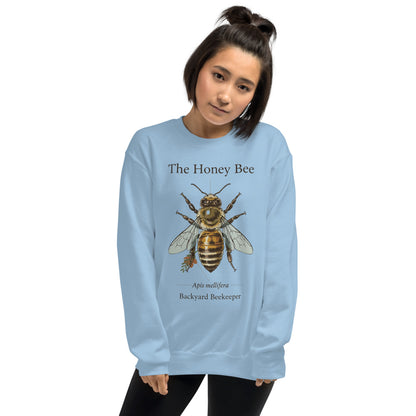 The Honey Bee Apis mellifera anatomical crewneck sweatshirt — Light Blue, on model