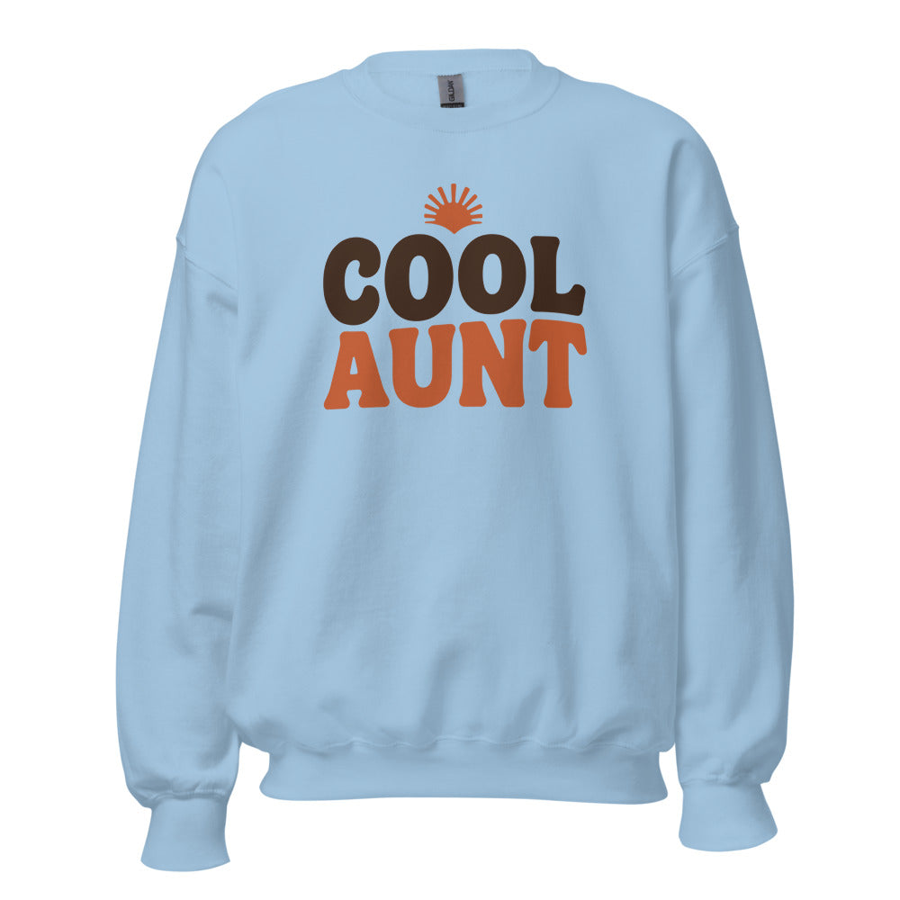 Cool Aunt retro groovy aunt crewneck sweatshirt — Light Blue, front