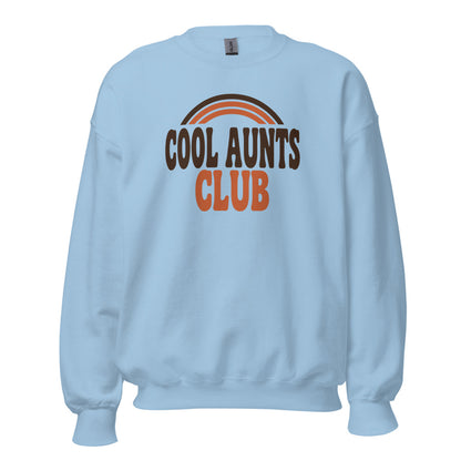 Cool Aunts Club retro groovy aunt crewneck sweatshirt — Light Blue, front