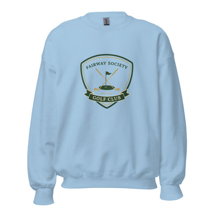 Fairway Society vintage golf club crest crewneck sweatshirt — Light Blue, front