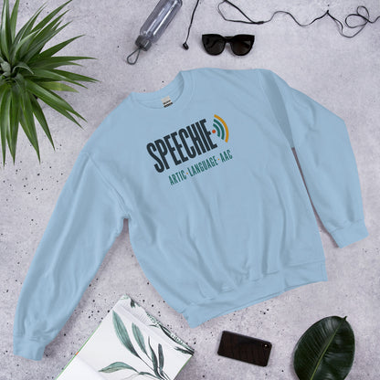 Speechie Wordmark speech therapy crewneck sweatshirt — Light Blue, front-right