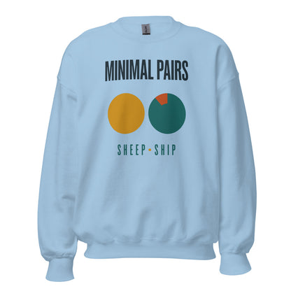 Minimal Pairs speech therapy crewneck sweatshirt — Light Blue, front