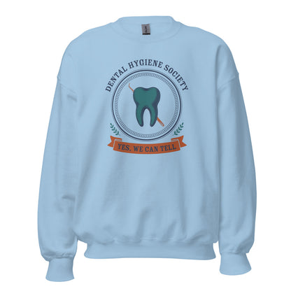 Dental Hygiene Society dental hygienist crewneck sweatshirt — Light Blue, front