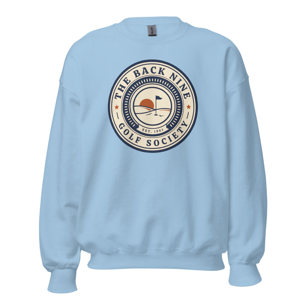 The Back Nine vintage golf roundel crewneck sweatshirt — Light Blue, front