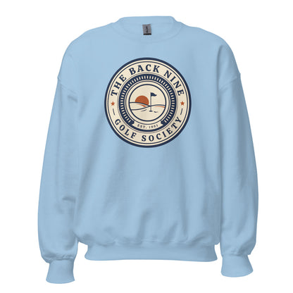 The Back Nine vintage golf roundel crewneck sweatshirt — Light Blue, front
