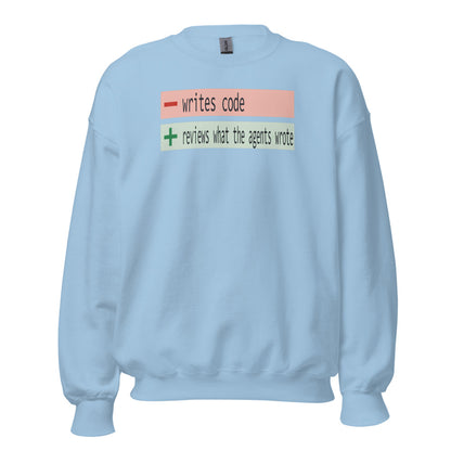 The Diff agentic AI engineer crewneck sweatshirt — Light Blue, front