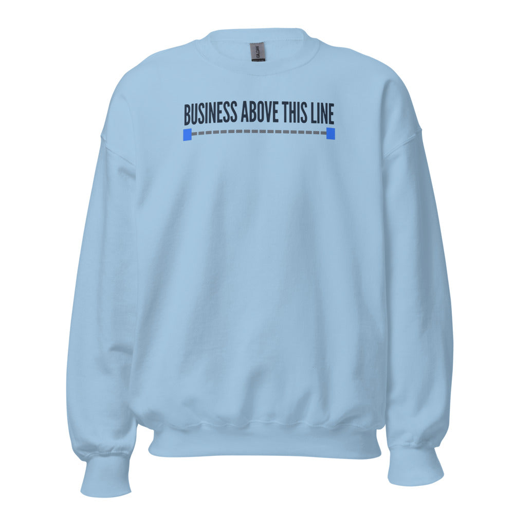 Business Above This Line crewneck sweatshirt — Light Blue, front