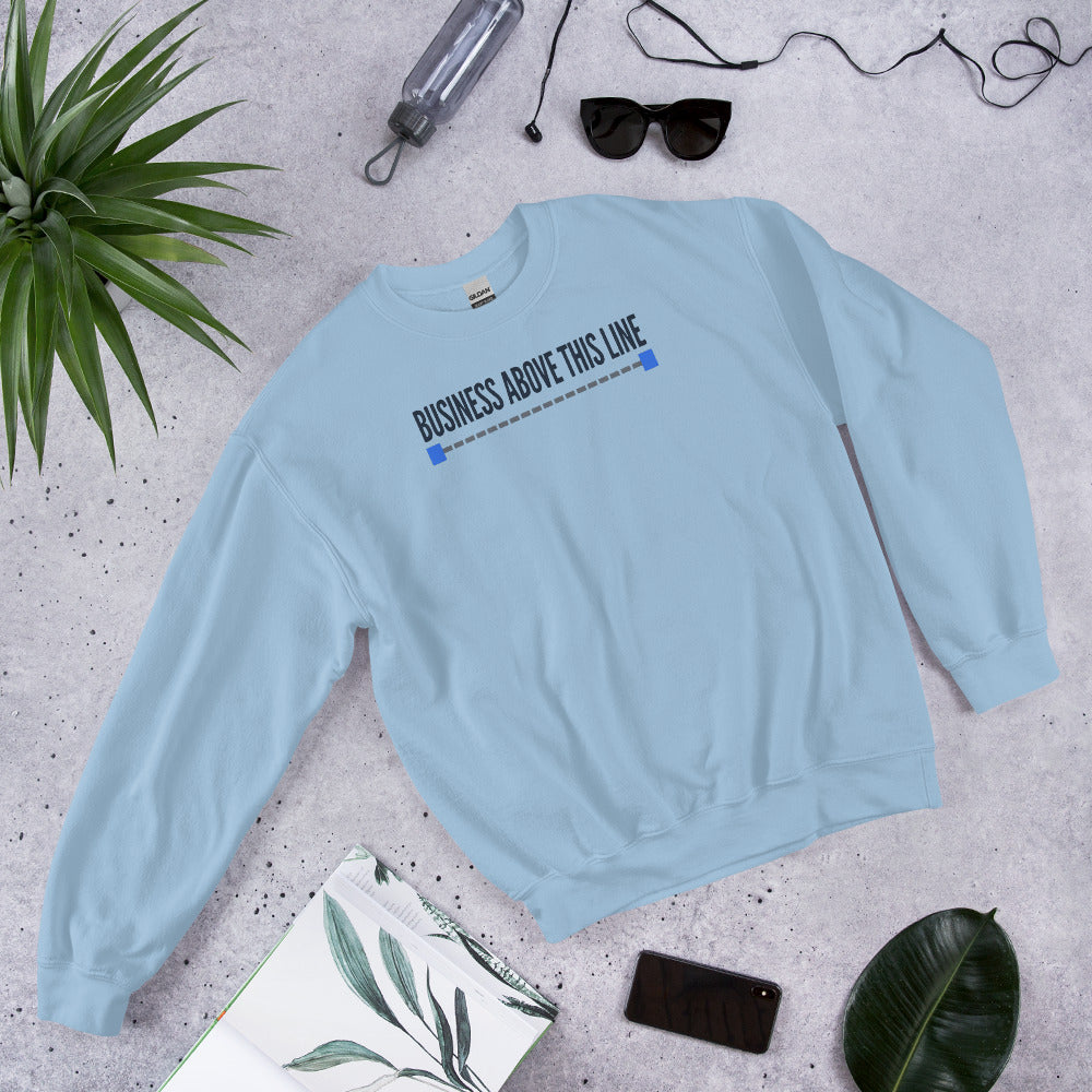 Business Above This Line crewneck sweatshirt — Light Blue, flat lay
