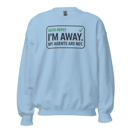 Auto-Reply agentic AI engineer crewneck sweatshirt — Light Blue, front
