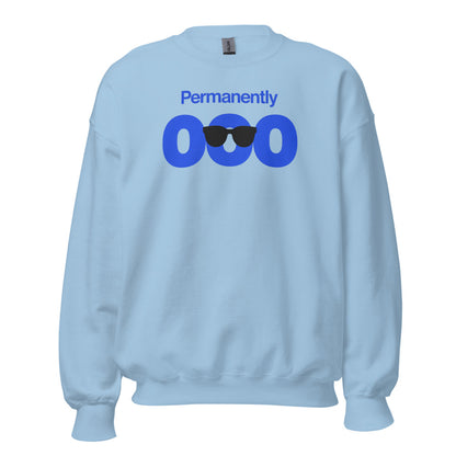 Permanently OOO out of office crewneck sweatshirt — Light Blue, front