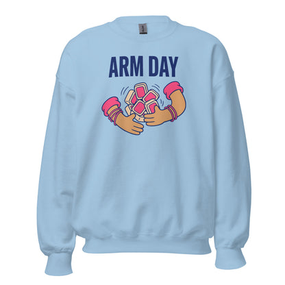 Arm Day funny mahjong crewneck sweatshirt — Light Blue, front