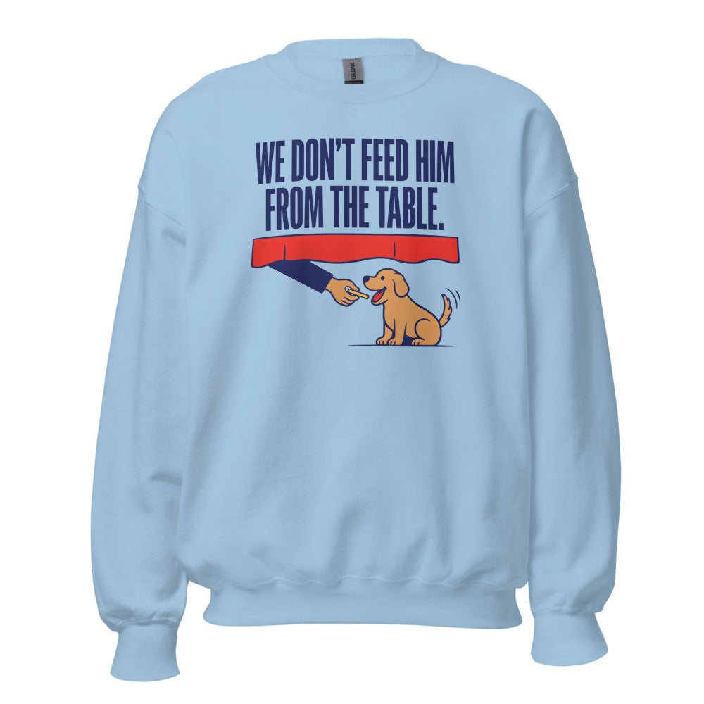 From The Table funny dog dad crewneck sweatshirt — Light Blue, front