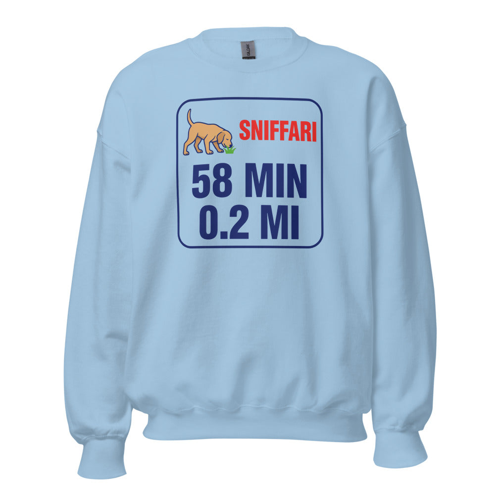 Sniff Walk Recap funny dog dad crewneck sweatshirt — Light Blue, front